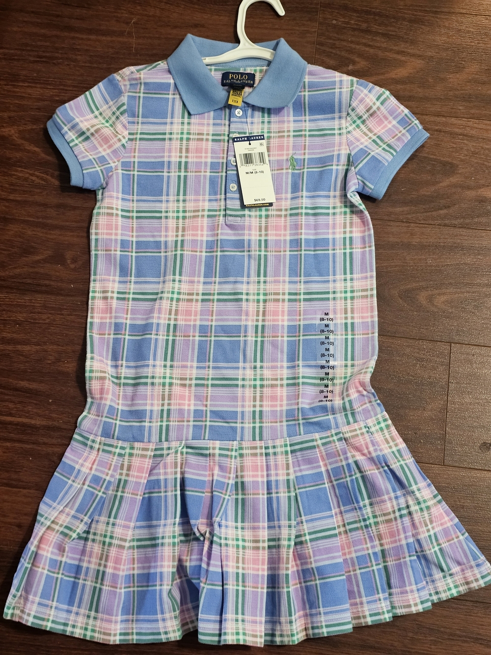 Polo Ralph Lauren Kids Plaid Polo Dress in Blue, Pink & Green - Picture 2 of 6
